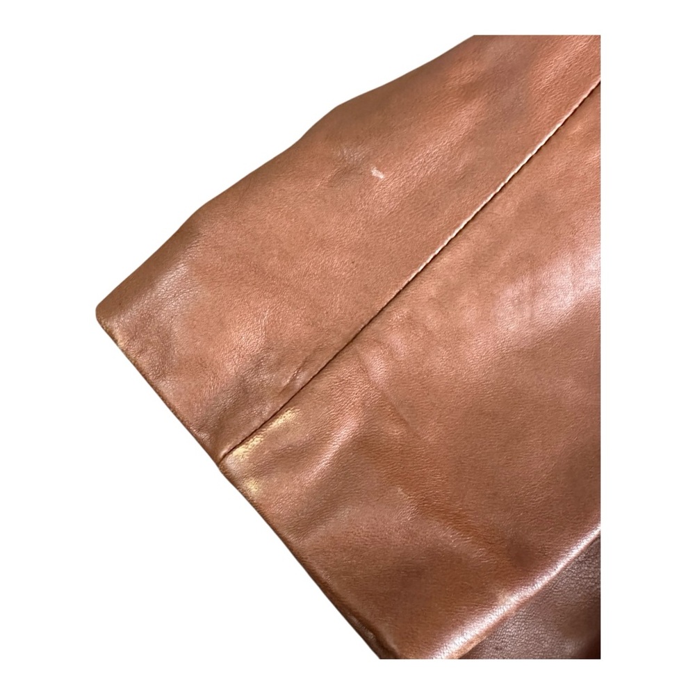 Jones New York Women’s XL Genuine Leather Blazer Cognac Brown Button Jacket - Picture 7 of 7